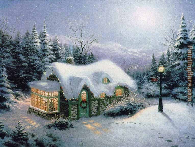 Silent Night painting - Thomas Kinkade Silent Night art painting